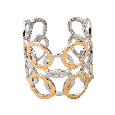 304 Stainless Steel Double Color Cuff Rings RJEW-S635-01GP-K-1