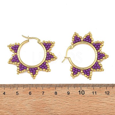 Glass Beaded Hoop Earrings EJEW-MZ00750-02-1