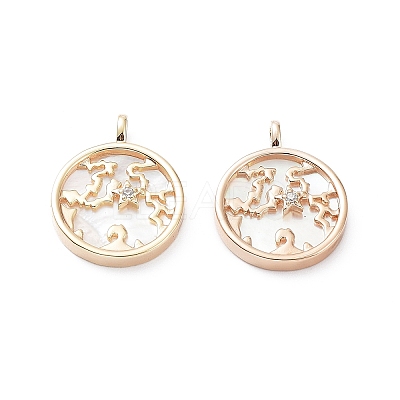 Rack Plating Brass Shell Pendants KK-A183-39G-1