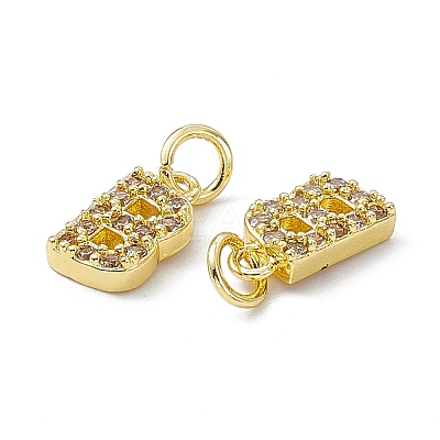 Real 18K Gold Plated Brass Micro Pave Clear Cubic Zirconia Charms KK-E068-VB452-B-1