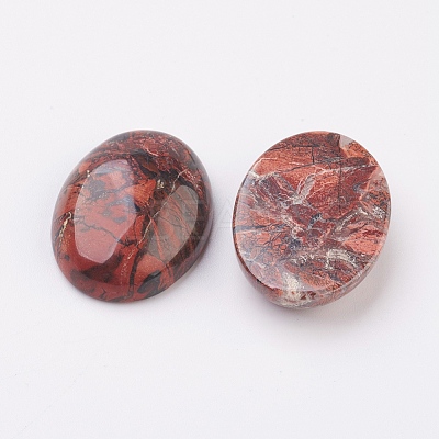 Natural Brecciated Jasper Flat Back Cabochons G-G741-30x40mm-02-1