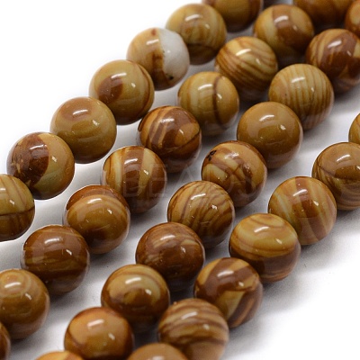 Natural Wood Lace Stone Wooden Jasper Beads Strands X-G-G763-05-10mm-1