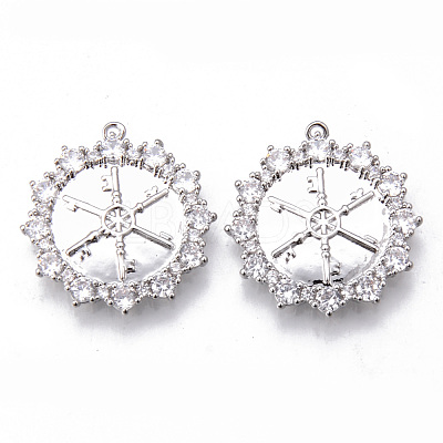 Brass Micro Pave Clear Cubic Zirconia Pendants KK-N232-144-NF-1