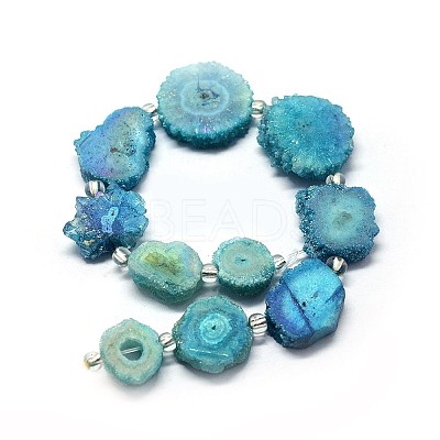 Natural Druzy Quartz Crystal Beads Strands G-F582-A12-1