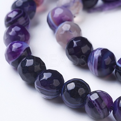 Natural Striped Agate/Banded Agate Beads Strands G-G753-07-8mm-1