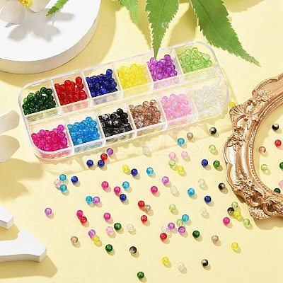 12 Colors Transparent Baking Paint Crackle Glass Beads CCG-FS0001-02B-1