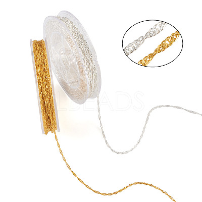 24M 2 Colors Soldered Brass Coated Iron Singapore Chains CH-YS0001-03-1