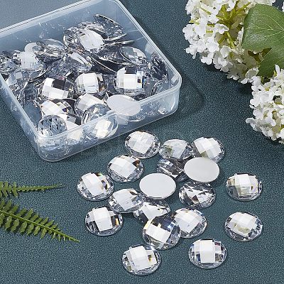 80Pcs Imitation Taiwan Acrylic Rhinestone Flat Back Cabochons GACR-FG0001-09-1