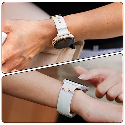 6Pcs 2 Styles Alloy & Glass Beaded Decorative Rings for Smartwatch Band AJEW-CP0009-95-1