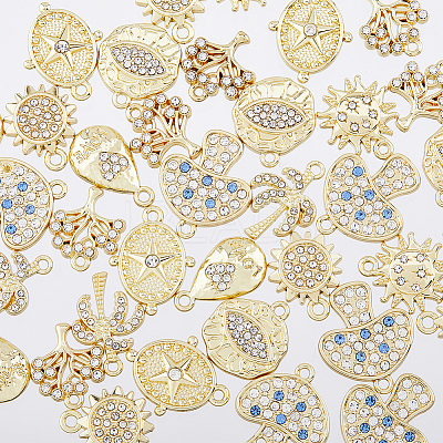 48Pcs 8 Styles Rack Plating Alloy Charms FIND-DC0002-78-1