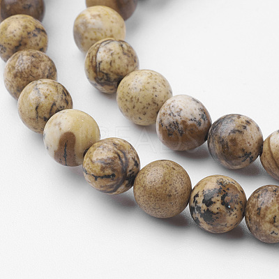 Natural Picture Jasper Bead Strands G-G735-16-6mm-1