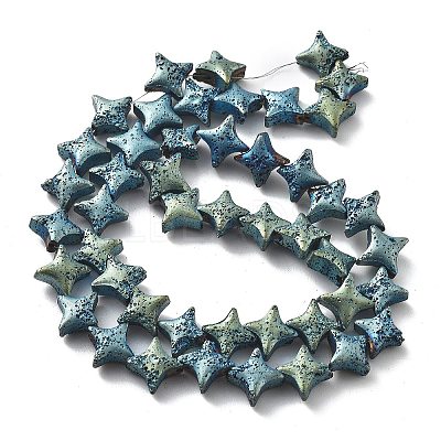 Electroplated Natural Lava Rock Beads Strands G-A251-C01-01J-1