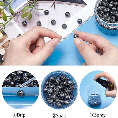 Electroplated Natural Lava Rock Beads G-NB0001-91B-1