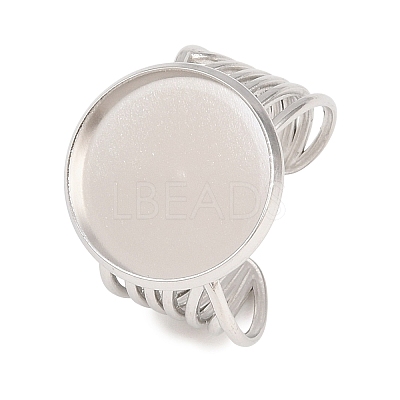 304 Stainless Steel Open Cuff Ring Components STAS-F366-06E-P-1