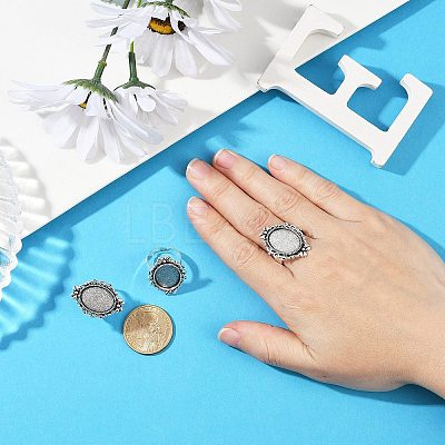 Vintage Adjustable Iron Finger Ring Components Alloy Cabochon Bezel Settings PALLOY-Q300-10AS-NR-1
