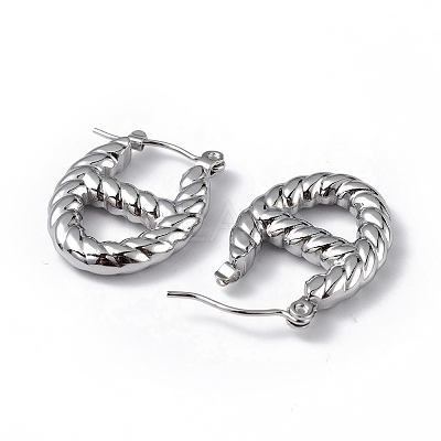 Non-Tarnish 304 Stainless Steel Oval Hoop Earrings for Women EJEW-I284-20P-1