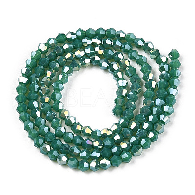 Opaque Solid Color Electroplate Glass Beads Strands EGLA-A039-P2mm-B07-1