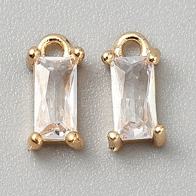 Golden Plated Brass Cubic Zirconia Charms ZIRC-WH0015-01G-01-1