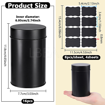 16Pcs Tinplate Tea Sealed Storage Boxes with Lid CON-WA0001-29-1