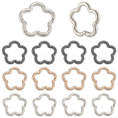 18Pcs 3 Colors Alloy Spring Gate Rings FIND-SC0019-03B-1