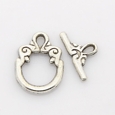 Tibetan Style Alloy Ring Toggle Clasps PALLOY-J471-24AS-1