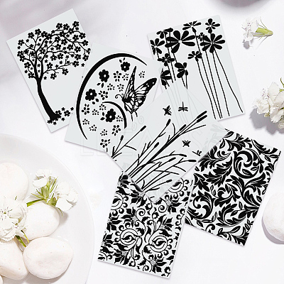 6Pcs 6 Styles Plastic Embossing Folders DIY-SP0005-35-1