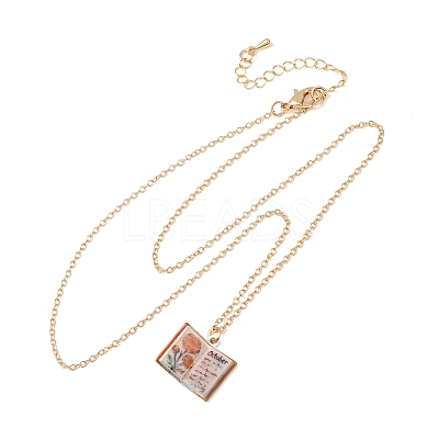 Brass Enamel Book Pendant Necklaces for Women KK-CBAF5B9-01G-10-1