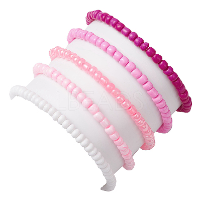 5Pcs 5 Colors Glass Seed Beaded Stretch Bracelet Sets BJEW-MZ00127-1