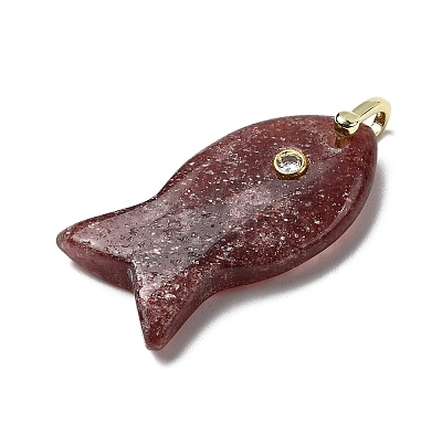 Natural Strawberry Quartz Pendants KK-D021-05A-G-1