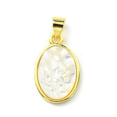 Rack Plating Brass Pave Natural Shell Pendants KK-A204-01A-03G-1