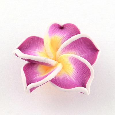 Handmade Polymer Clay 3D Flower Plumeria Beads X-CLAY-Q192-30mm-07-1