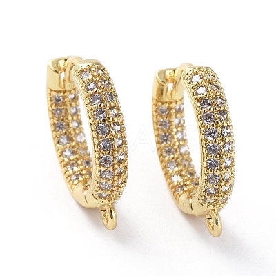Brass Micro Pave Cubic Zirconia Huggie Hoop Earring Findings X-ZIRC-G158-17G-1