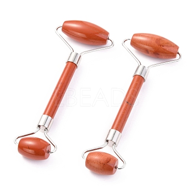 Natural Red Jasper Brass Face Massager MRMJ-G009-44P-1
