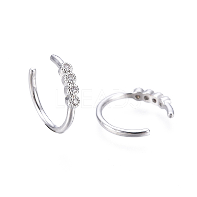 Brass Micro Pave Clear Cubic Zirconia Cuff Earrings EJEW-I249-13P-1