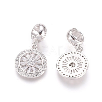 Brass Micro Pave Cubic Zirconia European Dangle Charms ZIRC-E163-19P-1