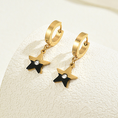 Stainless Steel Star Hoop Earrings HU8355-1