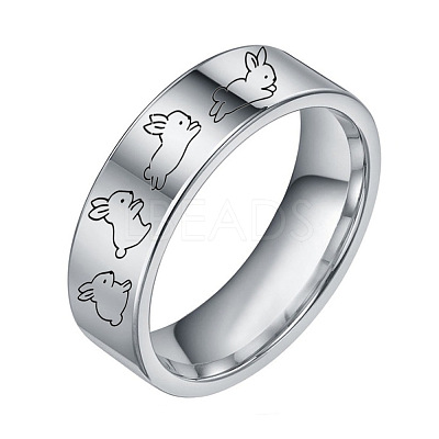 Rabbit Pattern 201 Stainless Steel Finger Rings for Couple FS-WG795E8-07-1