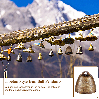Tibetan Style Iron Bell Pendants LS-FIND-WH0034-22AB-1