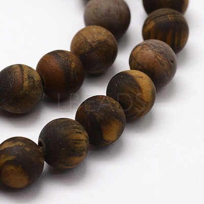 Frosted Natural Tiger Eye Beads Strands X-G-F364-18-8mm-1
