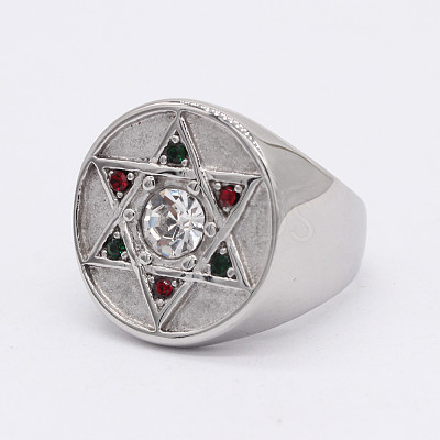 304 Stainless Steel with Cubic Zirconia Finger Rings FS-WGB2220-05-1