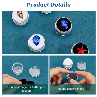 20Pcs 2 Colors Round Jewelry Clear Plastic Loose Diamond Storage Box CON-GF0001-15B-1