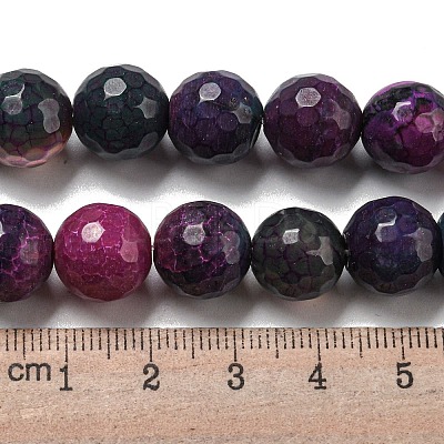 Faceted Natural Fire Crackle Agate Beads Strands G-F447-12mm-N05-1