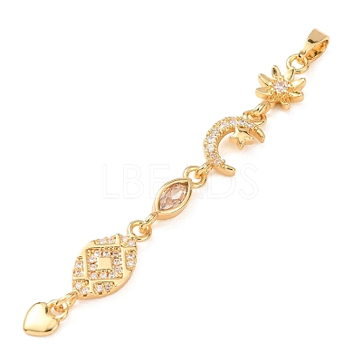 Tassel Brass Micro Pave Clear Cubic Zirconia Big Pendants KK-L271-01G-01-1