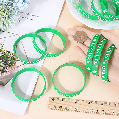 Word Star Student Silicone Cord Bracelet Wristband BJEW-WH0018-49D-1