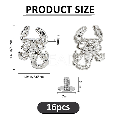 16Bags Scorpion Alloy with Iron Decorative Rivets BUTT-FH0001-035D-1