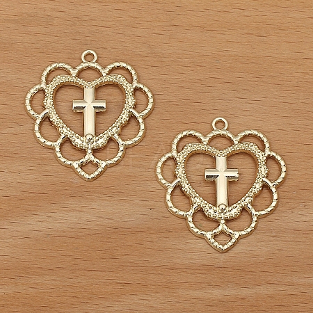 Hollow Heart Cross Alloy  Pendants PW-WGAFC42-04-1