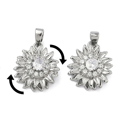 Brass Micro Pave Cubic Zirconia Rotatable Pendants KK-A287-11C-P-1