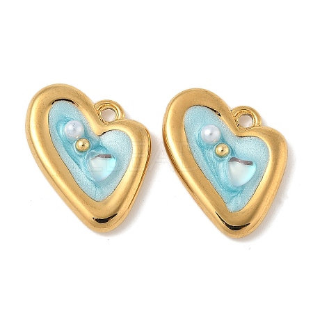 304 Stainless Steel Enamel Pendants STAS-U057-30G-1