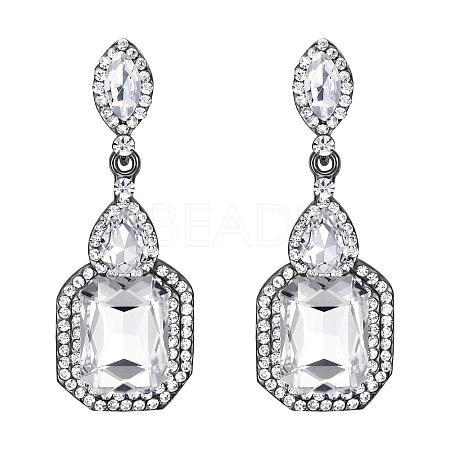 Brass Rhinestone Dangle Stud Earrings FS-WG9D6B6-16-1