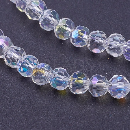 Faceted(32 Facets) Round AB Color Electroplate Glass Beads Strands X-EGLA-J042-4mm-AB03-1